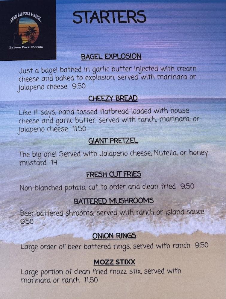 Sand Bar Pizza and Music Menu image 2